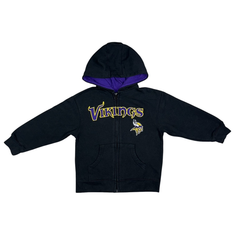 NFL MN Vikings Hooded Zip Sweatshirt 5/6 Black - Picture 2 of 9